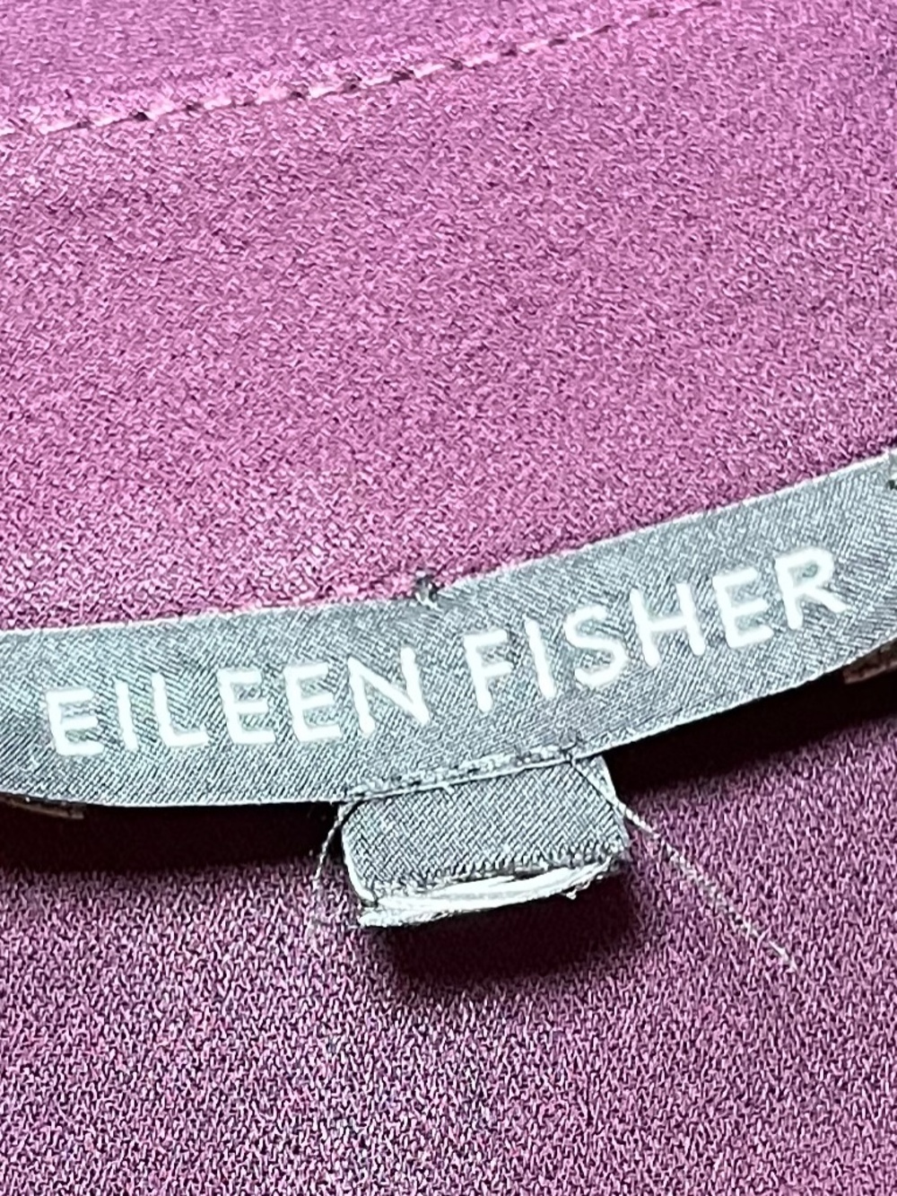 Eileen Fisher 100% Silk Crepe Dress Aubergine Purple Sleeveless Minimalist L/XL - Picture 4 of 7